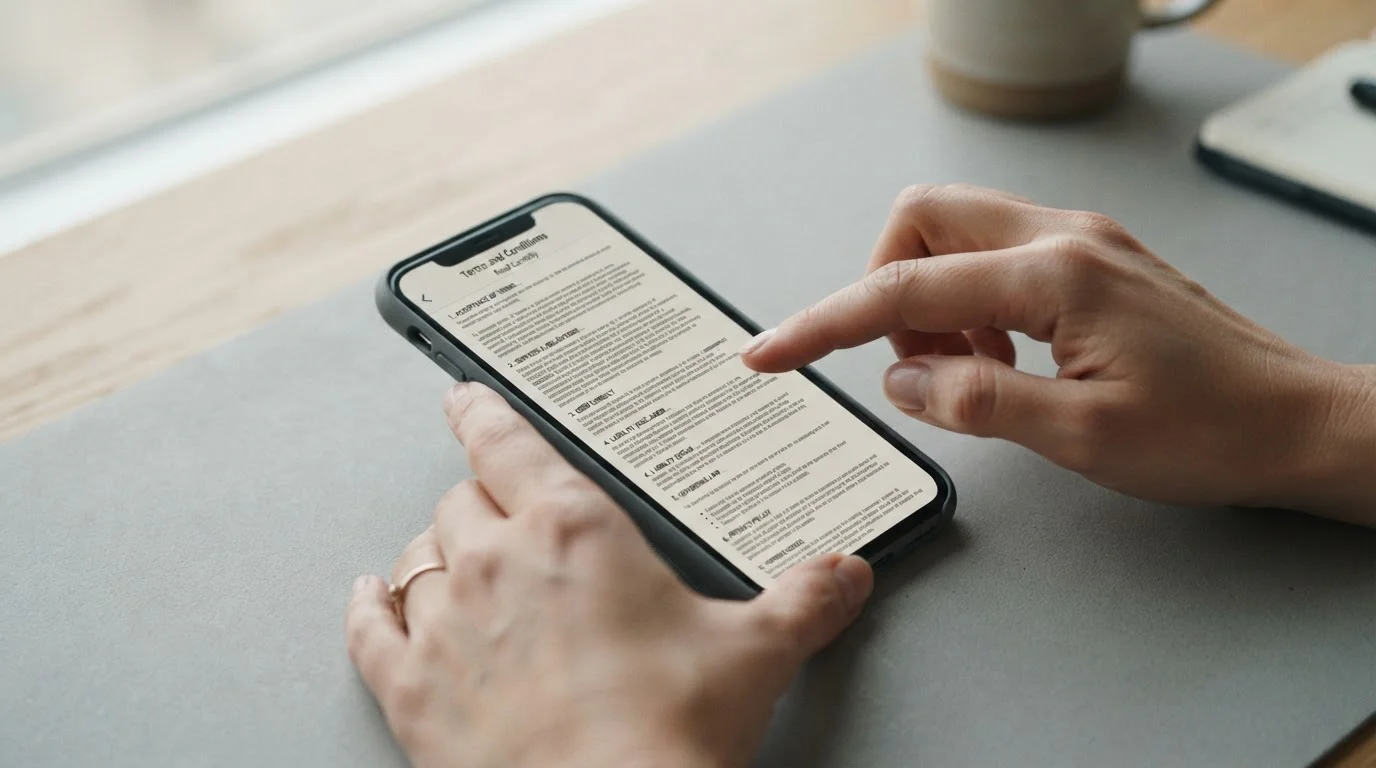 Detaillierte Übersicht von Bonusbedingungen auf einem Smartphone