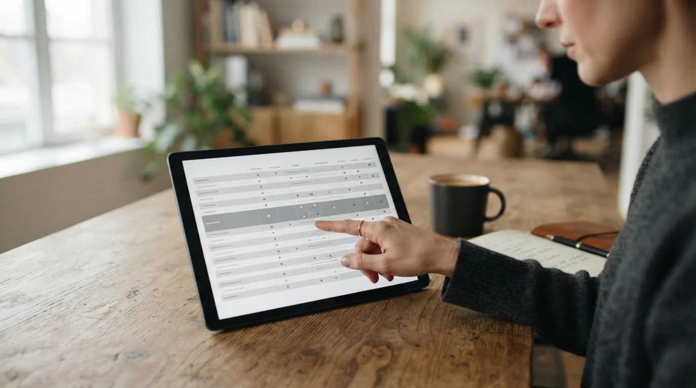 Übersichtliche Darstellung eines Anbieter-Vergleichs auf einem Tablet