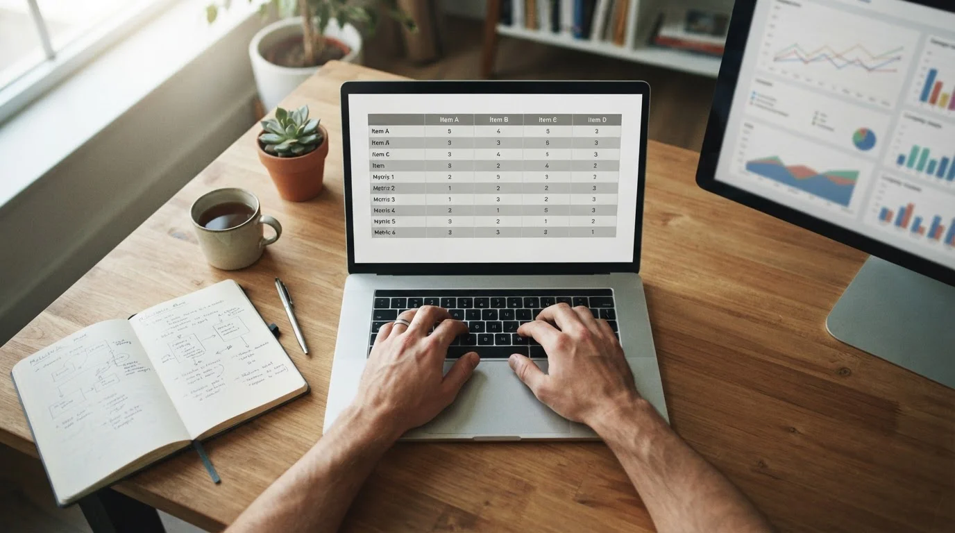 Vergleichstabelle auf Laptop-Bildschirm zur Analyse von Wettanbietern