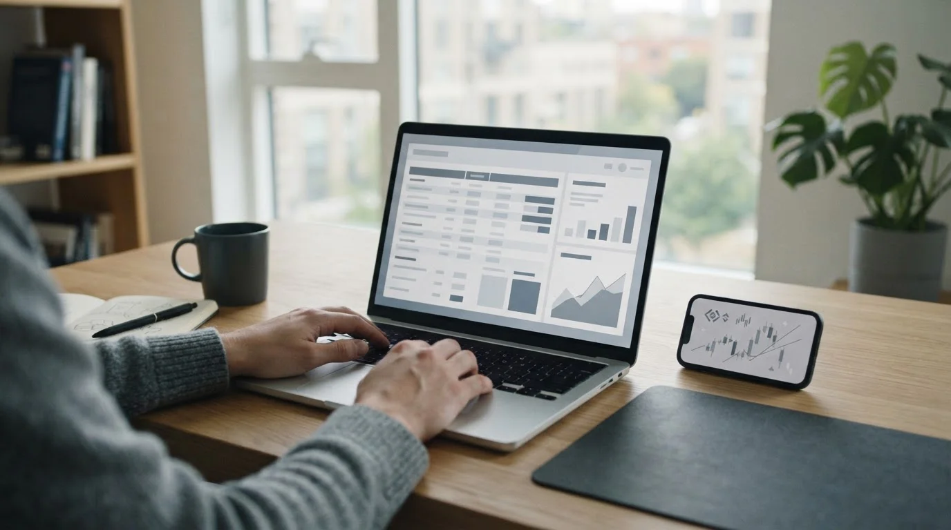 Workspace mit Laptop für Vergleich von Krypto-Wettanbietern