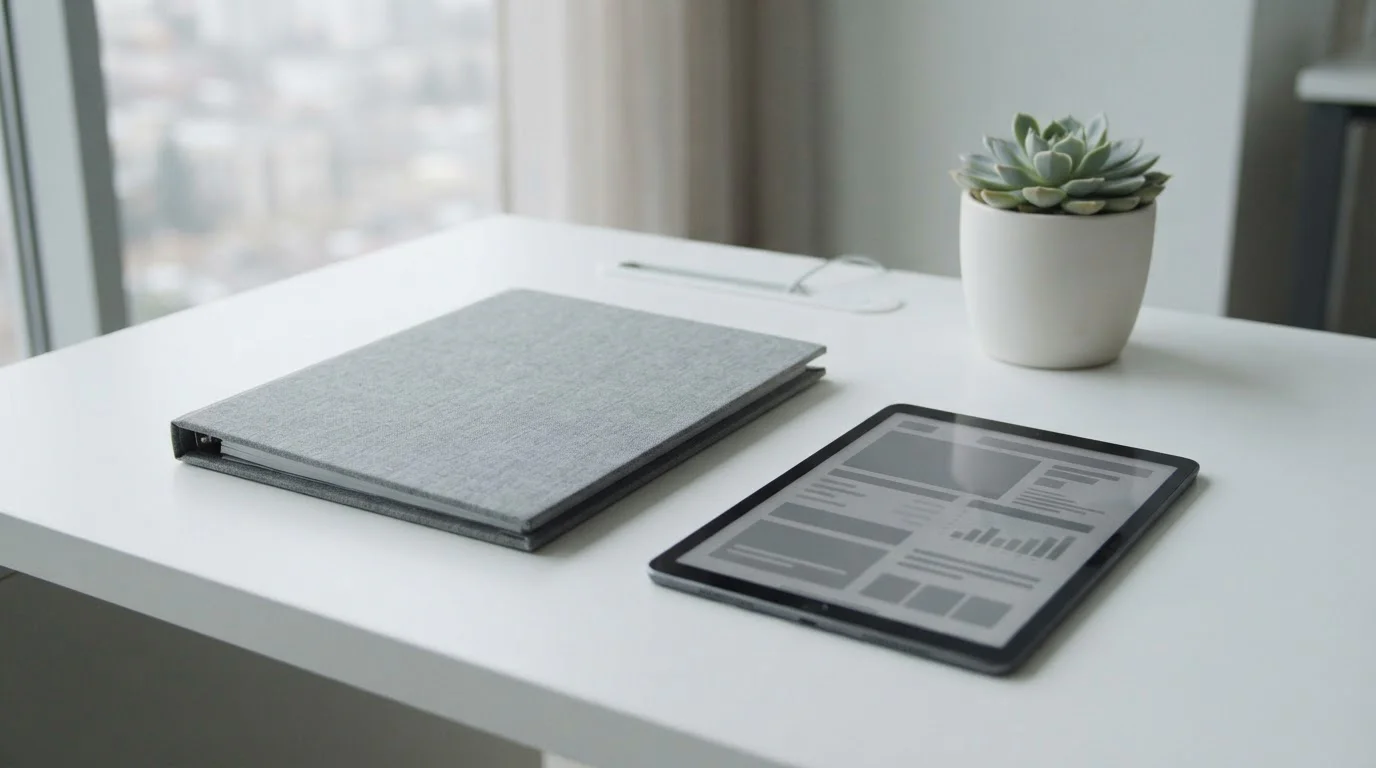 Ordner mit deutschen Glücksspielvorschriften und neutralem Tablet