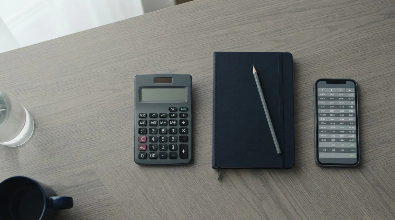 Taschenrechner und Notizen zur Quotenberechnung