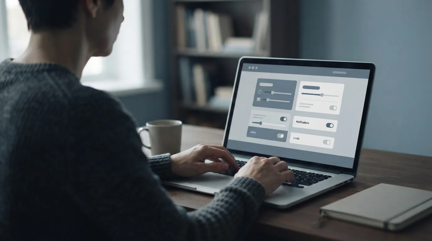 Person setzt Budget-Limits in einer Wett-App am Laptop