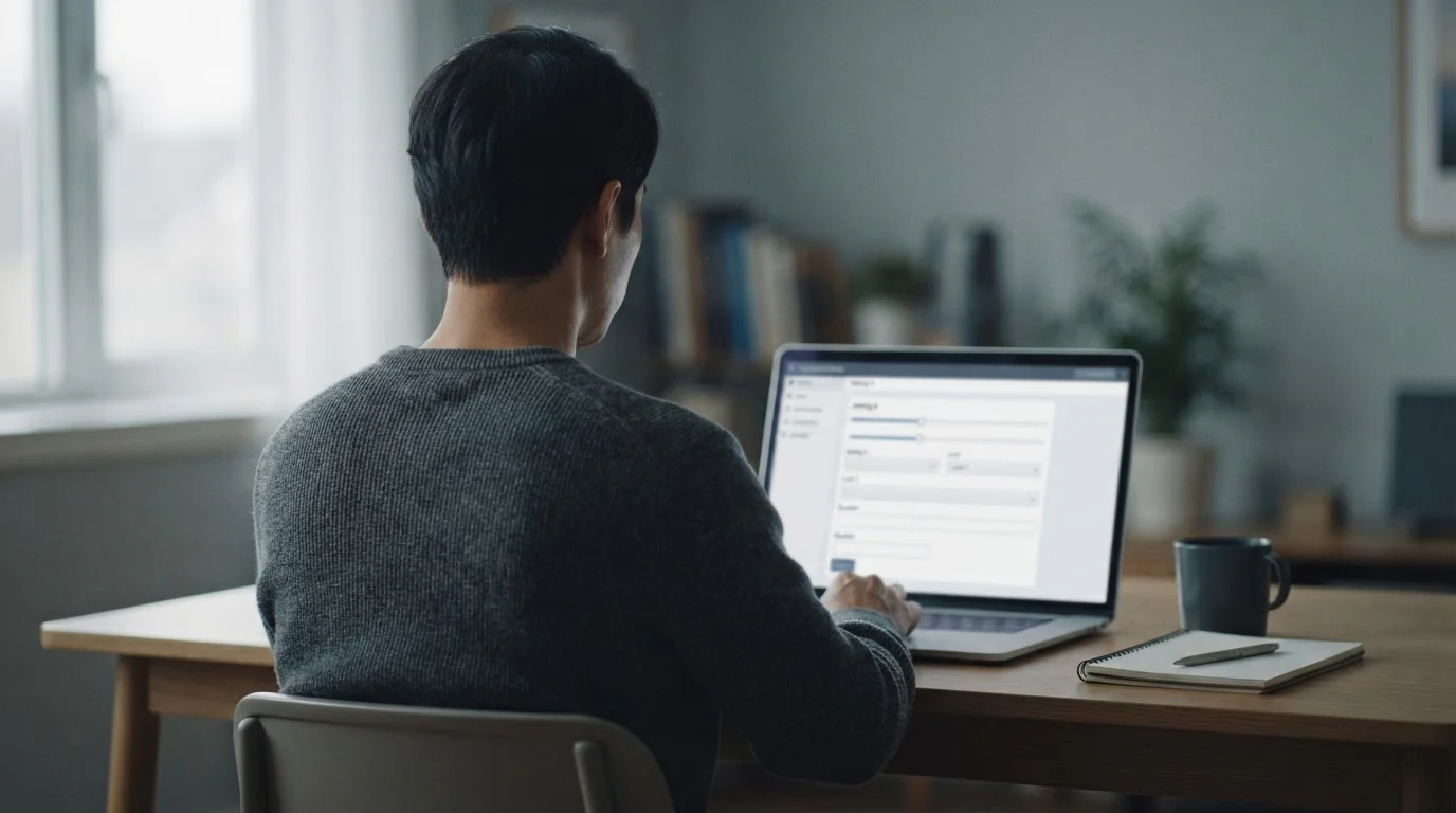 Person setzt Limits für verantwortungsvolles Wetten am Computer