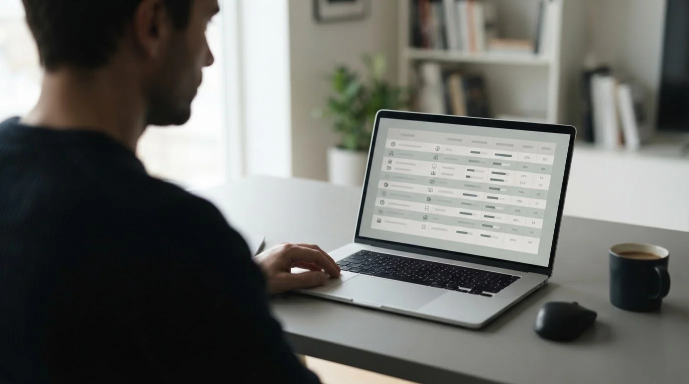 Laptop mit Vergleichstabelle verschiedener Wettanbieter auf dem Bildschirm