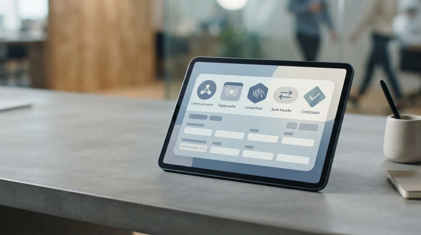 Generische digitale Zahlungsoptionen auf Tablet-Display