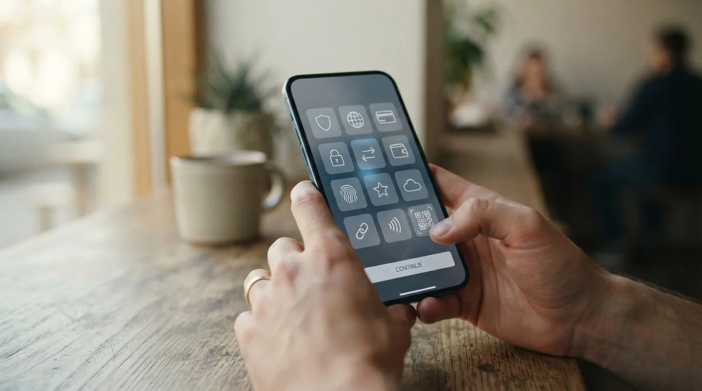 Hand wählt Zahlungsmethode auf Smartphone für schnelle Einzahlung bei Live-Wetten