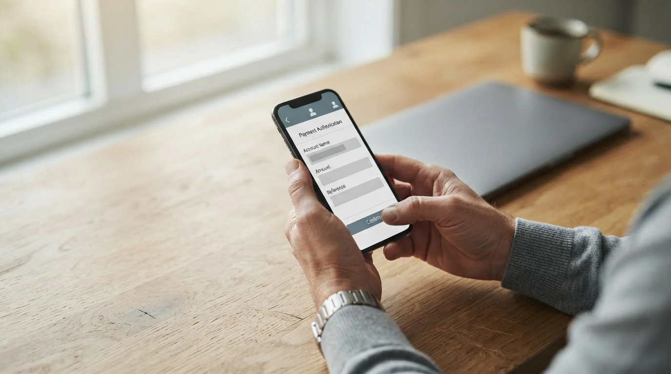 Zahlungsvorgang mit mobilem Endgerät und Banking-App